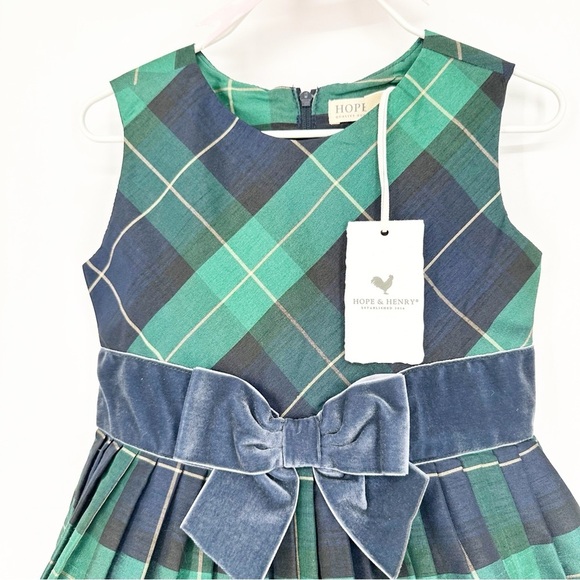 NWT Hope & Henry Tafetta Christmas Holiday Bow Front Plaid Party Dress Sz 4 - Picture 4 of 5
